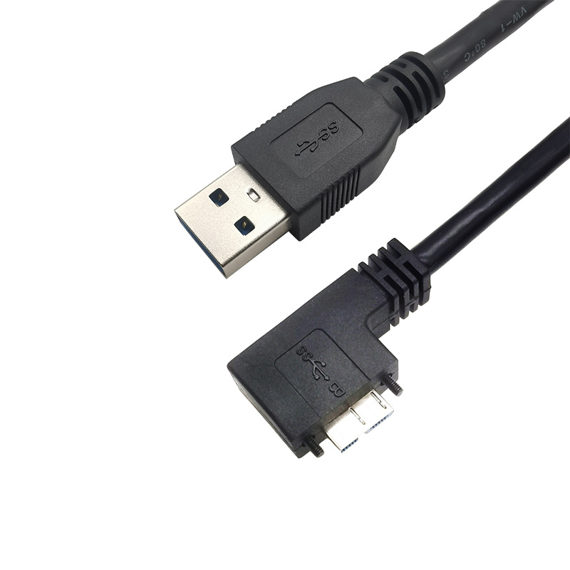 USB3.0 A type Male to Micro USB3.0 B type Male 90D with screw cable
