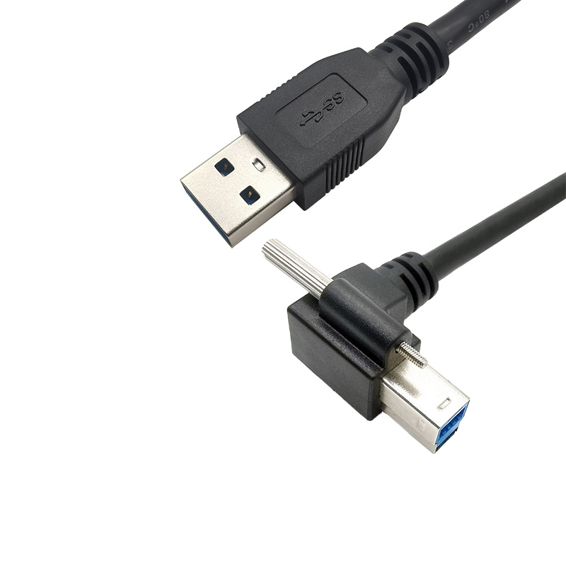 USB3.0 A type Male to USB3.0 B type Male 90D with one screw cable